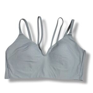 Lululemon Size 8 Like a Cloud Strappy Longline Ribbed Bra Light Support Blue
